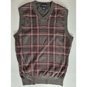 Roundtree & Yorke V-Neck Sleeveless Sweater Vest Plaid Tartan Size S